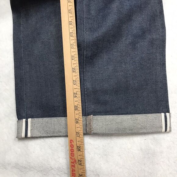UNIQLO Selvedge Jeans Men 33x27 (33/34 tag) Crop Fray Dark Kaihara Raw Wash Slim - Picture 12 of 16